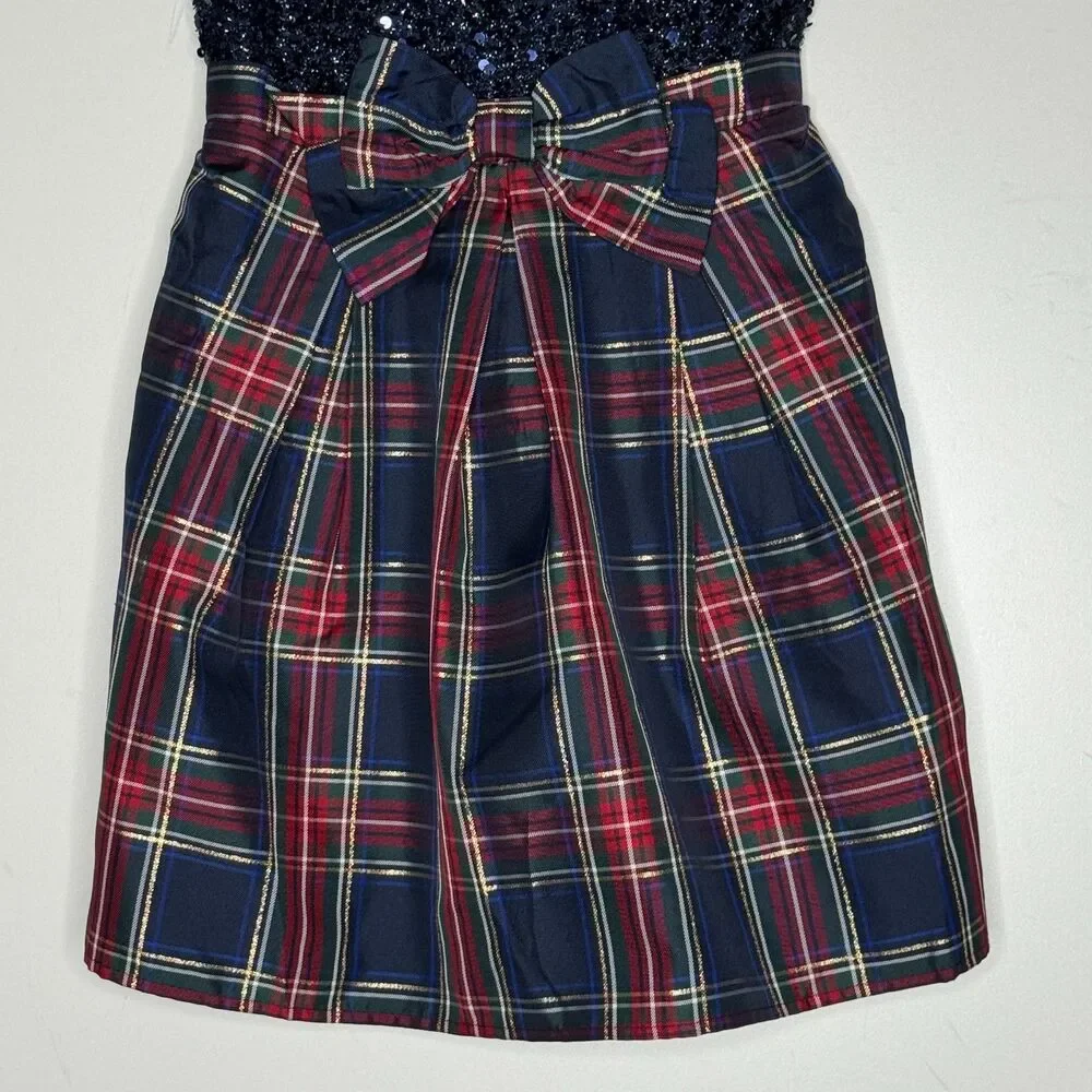 NEW The Children’s Place Matching Family Sequin Plaid Dress Girls Size 7/8 M